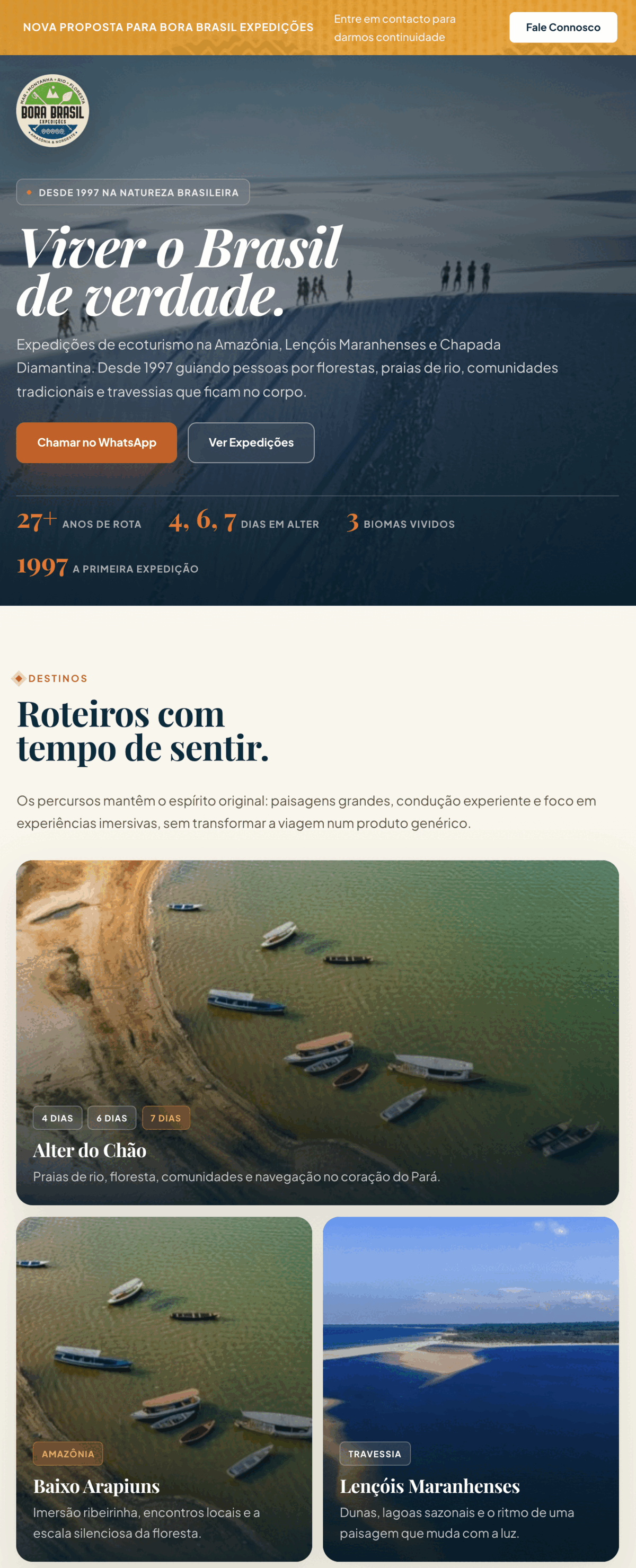 Exemplo de landing page Bora Brasil desenvolvida pela Ayvu